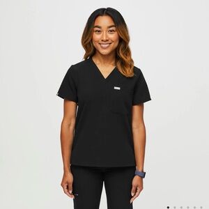 Figs Women's V-Neck Scrub Top - Black - Size XS
